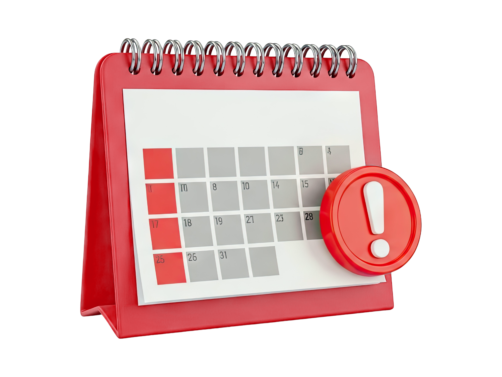 Calendar with an urgent alert marker